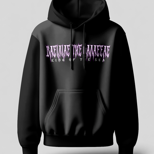 Black hoodie with text on a gray background
